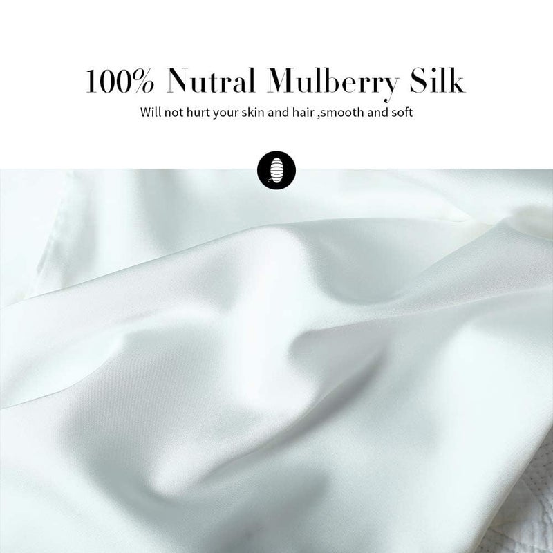 Jocoku 100% Mulberry Silk Pillowcases Set of 2 for Hair and Skin and Super Soft and Breathable Queen Size Nature Silk Pillowcases (Queen, White) - Image 2